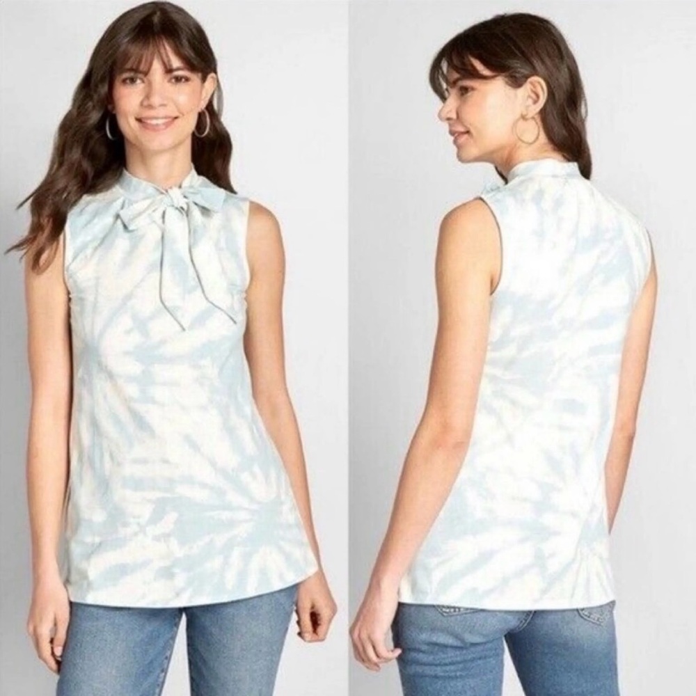 New Modcloth mock neck keyhole tie-dye tank top womens small